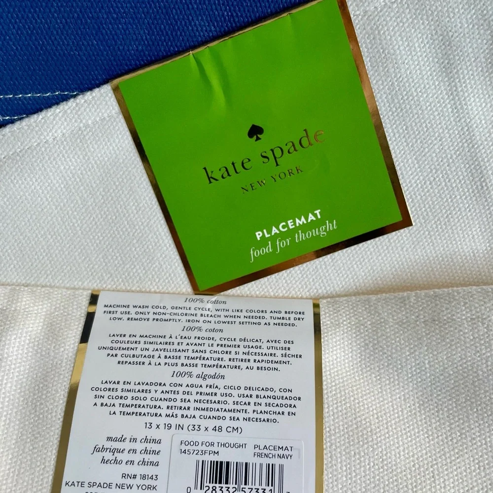 Kate Spade ‘Dance On The Table’ 100% Cotton Machine Washable Placemats Pair